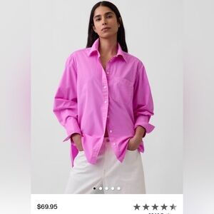 Sold GAP Hot Pink Button-Down Shirt like new wore 4 times organic cotton XL
